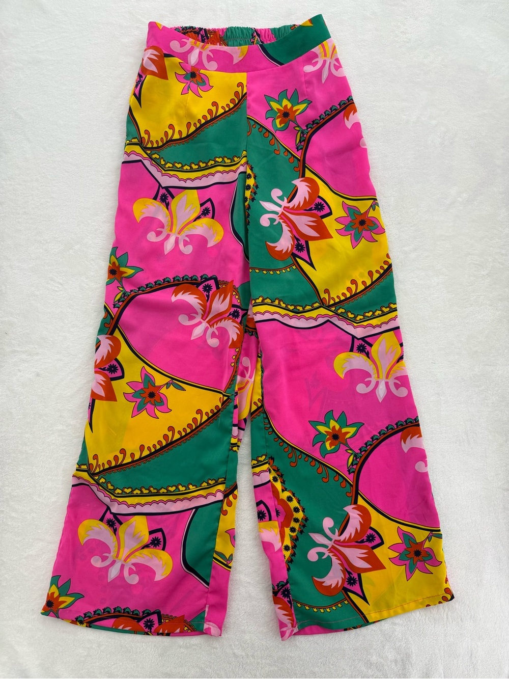 Lulumari multicolor floral print high-rise wide-leg palazzo pants Size Medium
